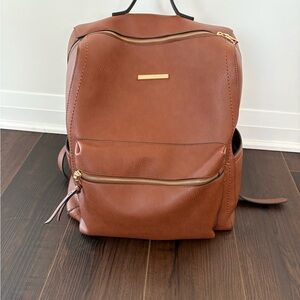 Poppy & Peonies Tan Leather Backpack